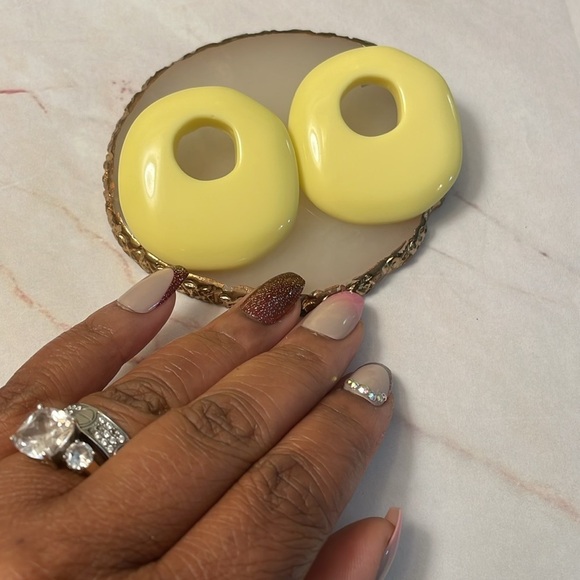 Zara Yellow Acrylic Small Hoops - Picture 5 of 10